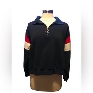 Reflex Cropped Quarter Zip Stripe Sweatshirt Top